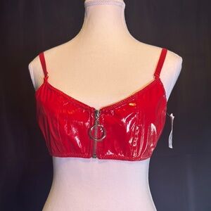 FOREVER 21,Red Zipper Front Crop Top, NWT, XL